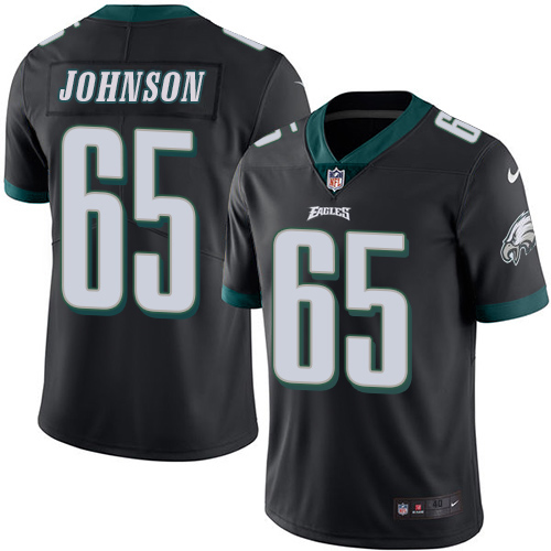 Men's Elite Lane Johnson Nike Jersey Black - #65 Rush NFL Philadelphia Eagles